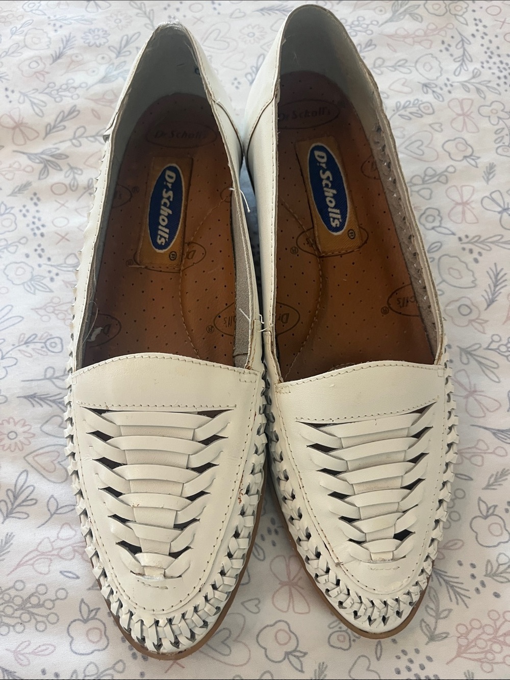 Dr. Scholl's White Woven Leather Slip-On Loafers